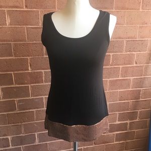 Calvin Klein Black and Copper Sequin Trim Tank Top